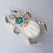 Украшения handmade. Livemaster - original item Beetle brooch with mother of pearl and Swarovski crystals. Handmade.