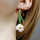 Flower earrings, white tulip, polymer clay, Earrings, Nizhny Novgorod,  Фото №1