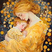 Картины и панно handmade. Livemaster - original item Painting Mom and Son. Love Painting Family. A gift for mom, wife. Handmade.