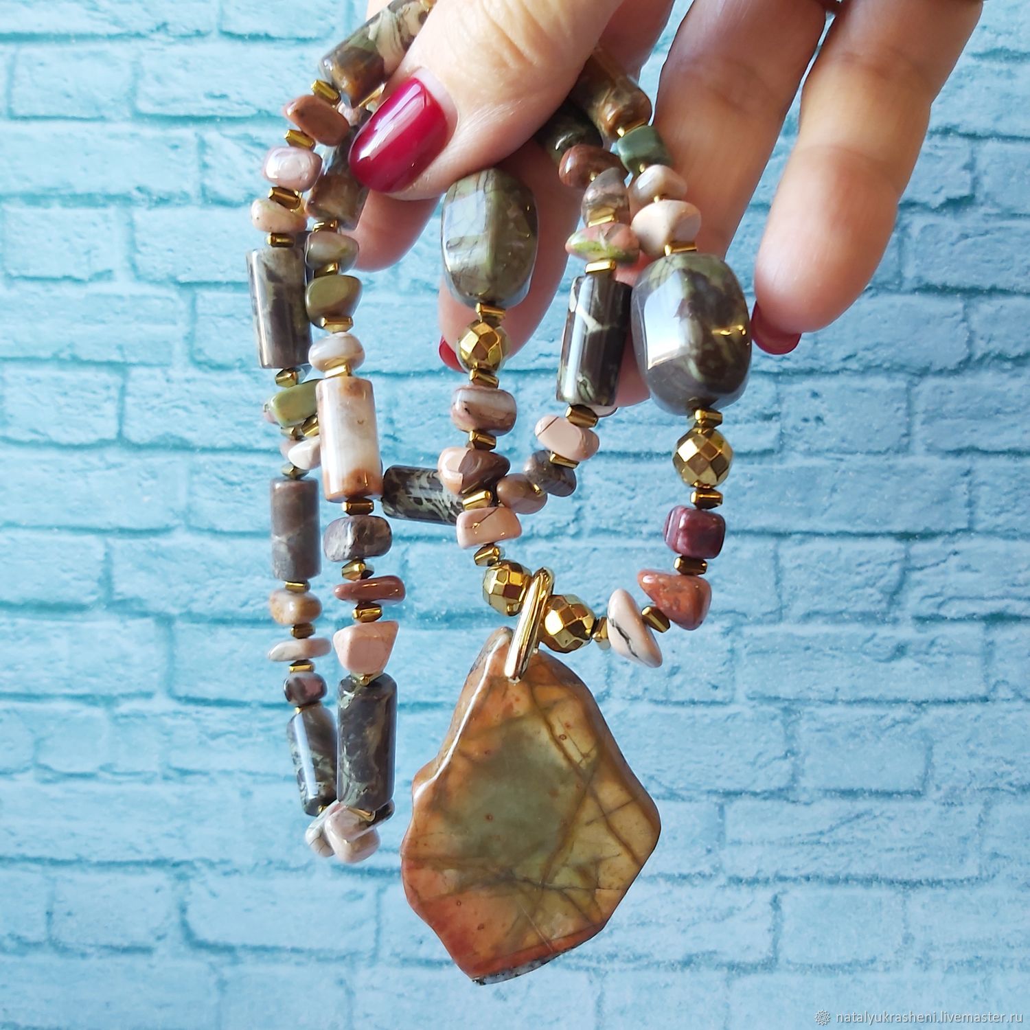 Бусы: "Королевская яшма" купить в интернет-магазине Ярмарка Мастеров по ...