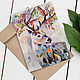 Set of postcards 'Deer and birds'. Cards. Annet Loginova. Online shopping on My Livemaster.  Фото №2
