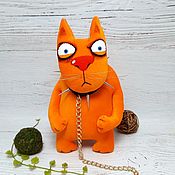 Куклы и игрушки handmade. Livemaster - original item Watch cat. Soft toy red plush cat Vasya Lozhkina. Handmade.
