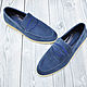 Men's loafers made of genuine suede, in blue. Loafers. SHOES&BAGS. Online shopping on My Livemaster.  Фото №2