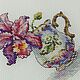 Заказать Картина вышитая Чашка и Орхидея. Глория. Ярмарка Мастеров. . Картины Фото №3