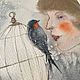 'Anna' watercolor painting (birds, Akhmatova). Pictures. Nadezda Perova. My Livemaster. Фото №4