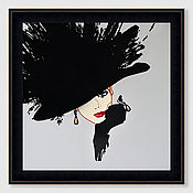 Картины и панно handmade. Livemaster - original item Stylish interior painting of a woman in a black hat Vivien. Handmade.