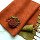 felted scarf-stole Terracotta and brooch. Scarves. Komarova Galina rusvoilok. Online shopping on My Livemaster.  Фото №2