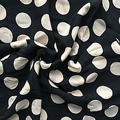Винтаж handmade. Livemaster - original item Fabric silk black with peas crepe de chine vintage USSR 1.0 * 1.0 m. Handmade.