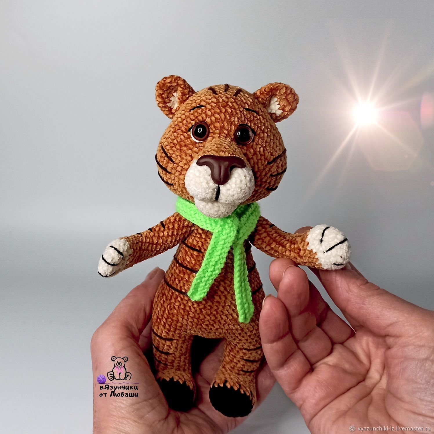 Tiger Plush knitted tiger toy made of velour yarn as a gift, Stuffed Toys, Volokolamsk,  Фото №1
