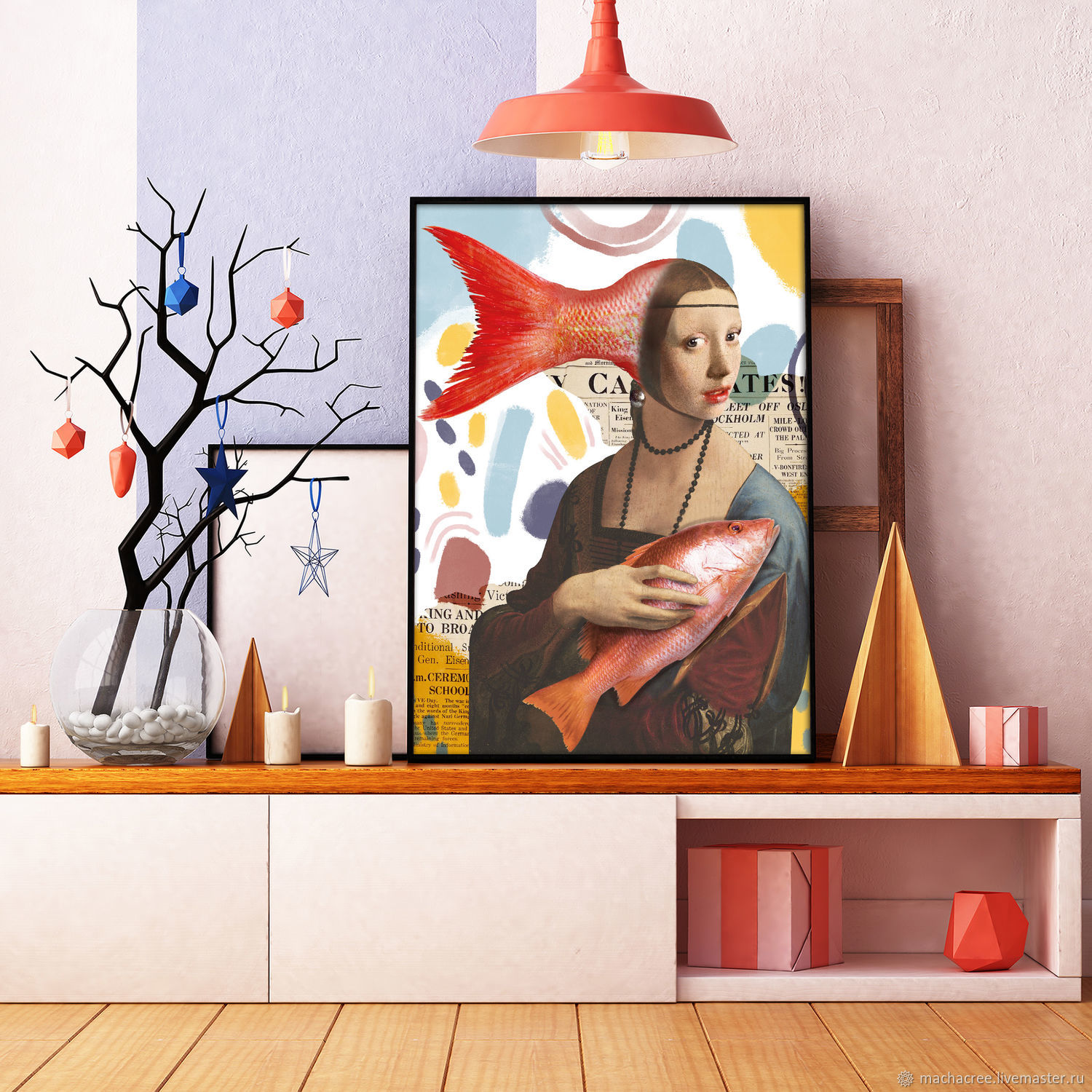 Постер цифровой коллаж Девушка с жемчужной сережкой в интернет-магазине ...