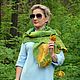Dandelion time felted scarf, air light yellow green scarf. Scarves. AloraFelt. My Livemaster. Фото №6