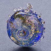 Pendant "A galaxy sphere" No.1, gold, violet, blue. Large marble