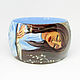 Wooden bracelet with the painting 'Girl with a book'', Hard bracelet, Sizran,  Фото №1