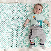 Для дома и интерьера handmade. Livemaster - original item Soft knitted baby blanket for boy turquoise. Handmade.