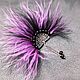 Brooch Favorite Fan Purple Handmade Decoration with Feathers, Brooches, St. Petersburg,  Фото №1