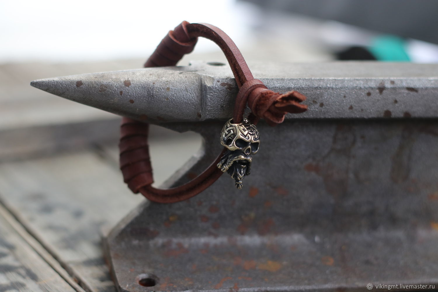 Кожаный браслет с черепом, Браслет из бусин, Волгоград,  Фото №1