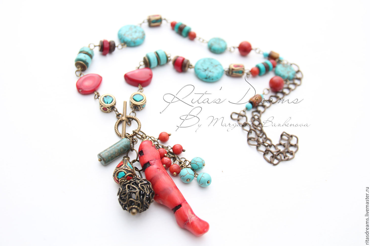 bright coral necklace