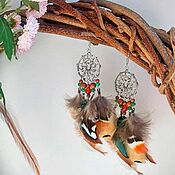 Украшения handmade. Livemaster - original item Steel chainmail earrings with feathers. Handmade.