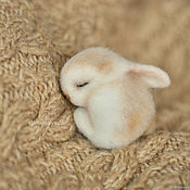Украшения handmade. Livemaster - original item Felted brooch sleeping Bunny. Handmade.
