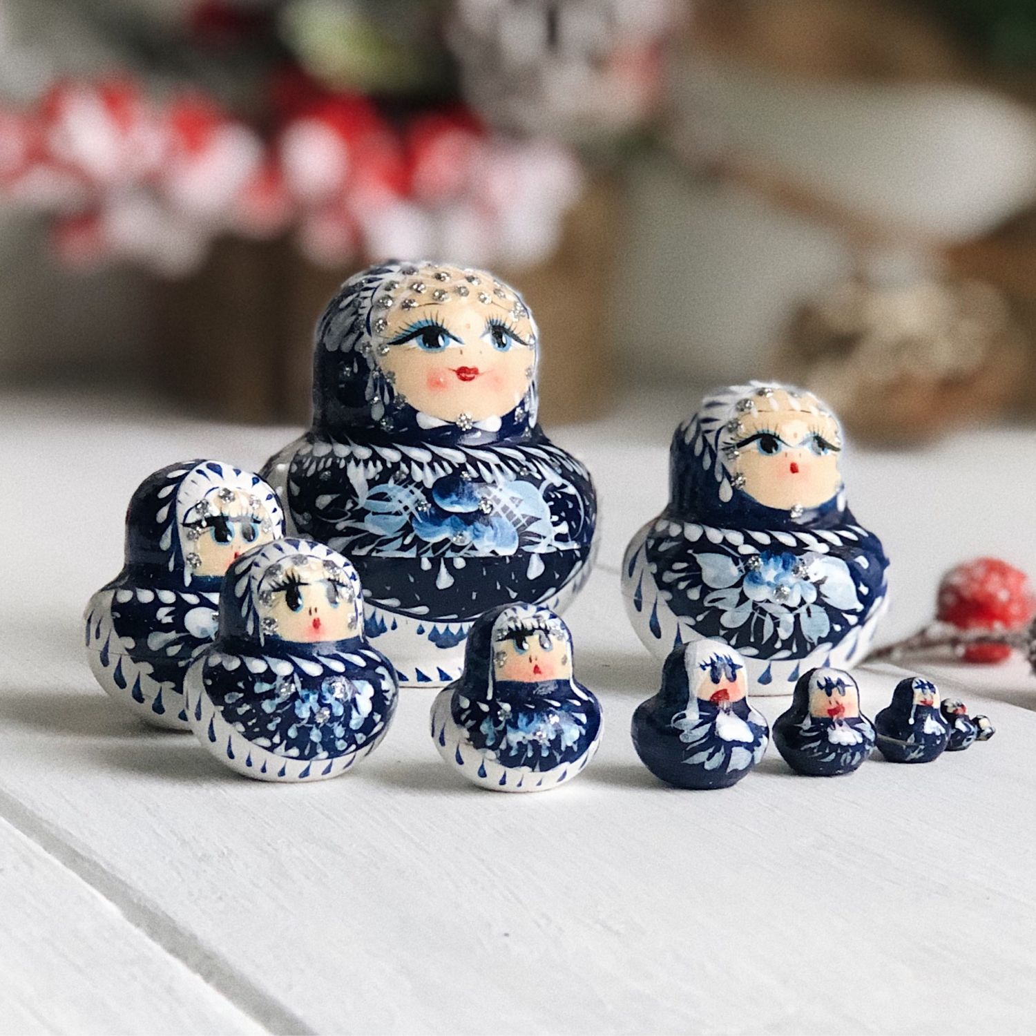 Матрешка гжель -мини , 6 см 10 мест в интернет-магазине на Ярмарке ...