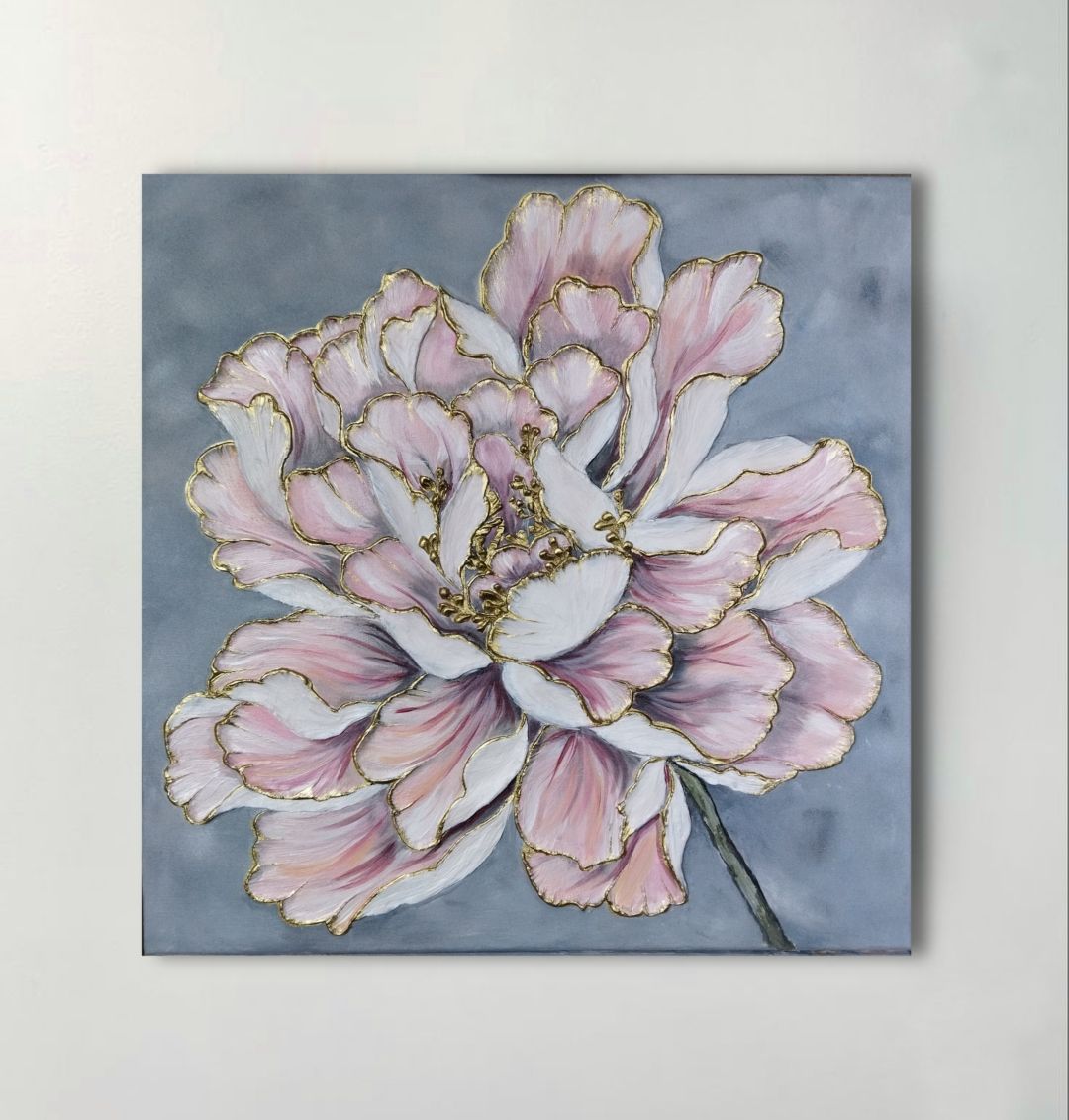 Картина интерьерная цветок, рельефная абстрактная картина акрилом в ...