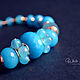 Браслет с кварцитом, кварцем и африканским стеклом "Blue Lagoon", Bead bracelet, Krasnogorsk,  Фото №1