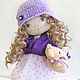 The doll-baby Natasha.Doll with gray eyes in a purple dress. Dolls. CountryKids - doll with a soul. My Livemaster. Фото №5