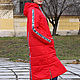 Женская куртка красная длинная, синтепоновое стеганное пальто. Куртки. Лариса дизайнерская одежда и подарки (EnigmaStyle). Интернет-магазин Ярмарка Мастеров.  Фото №2