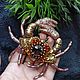 Sea Crab brooch with semi-precious stone rauchtopaz and amber. Brooches. yuliyamashukova. My Livemaster. Фото №4