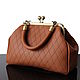 Bag with clasp: Women's Light brown leather bag, Clasp Bag, Bordeaux,  Фото №1