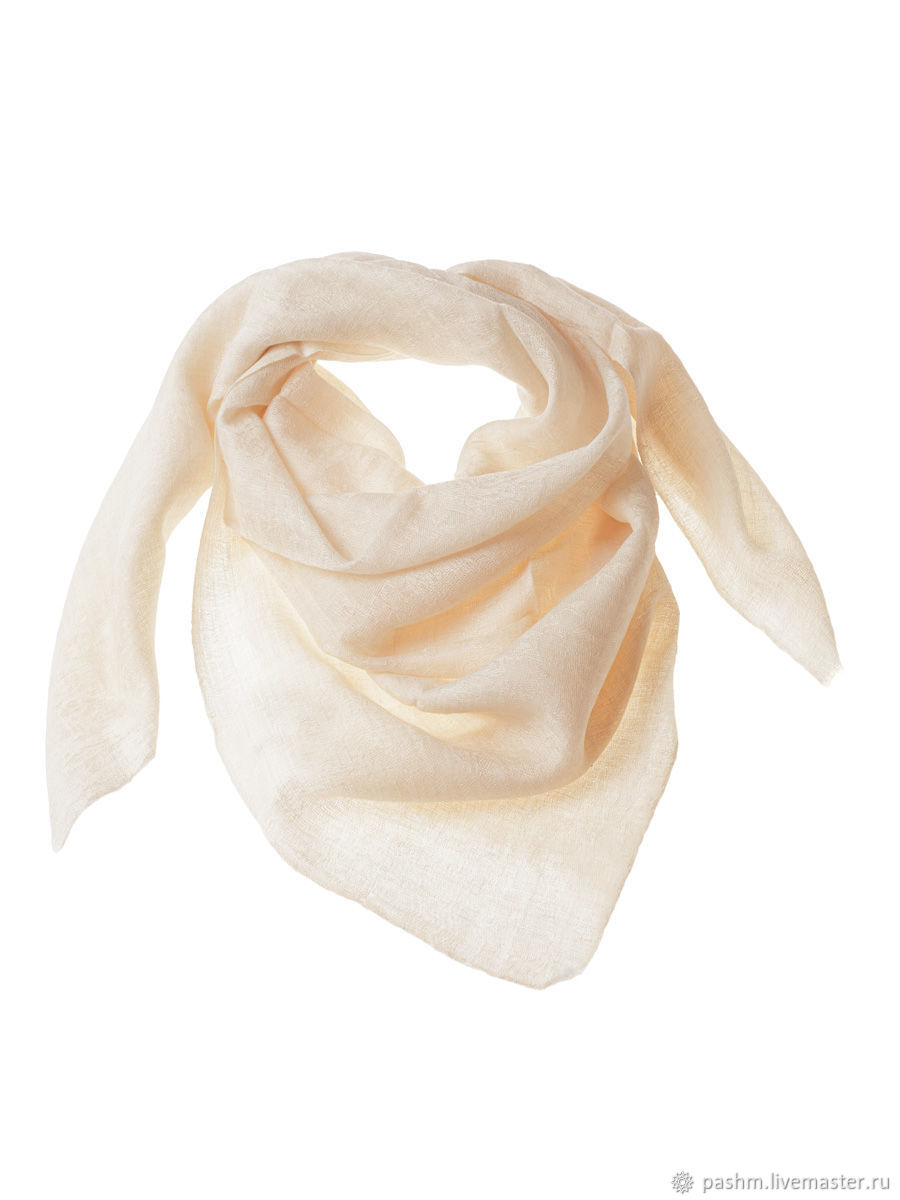 Белый платок из неокрашенной пашмины (100% кашемир высшего качества ...