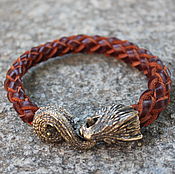 Украшения handmade. Livemaster - original item Bracelet braided: Leather bracelet - Dragon. Handmade.