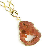 Украшения handmade. Livemaster - original item Orange pendant, agate pendant, large agate geode pendant. Handmade.