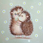 Картины и панно handmade. Livemaster - original item Painting with Hedgehogs Chamomile tenderness. Handmade.