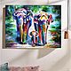 Elephans Landscape oil painting on canvas Tropical animal painting. Pictures. Картины Розы Пионы. Online shopping on My Livemaster.  Фото №2