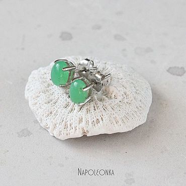 Серьги гвоздики пусеты с хризопразом. Финансовый успех, удача.. . Украшения ручной работы - Ярмарка Мастеров Украшения ручной работы. Ярмарка Мастеров - ручная работа Серьги гвоздики пусеты с хризопразом. Финансовый успех, удача.. Handmade.