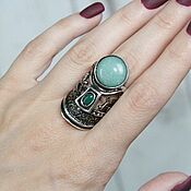 Украшения handmade. Livemaster - original item Ethnic Avant-garde Aventurine Ring 925 Silver HB0122. Handmade.