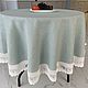 Linen tablecloth 'Blue lagoon' diam.165cm, Tablecloths, Ivanovo,  Фото №1