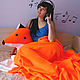 Plaid and pillow cuddle Fox Hole, a gift for home, housewarming, Blankets, Novosibirsk,  Фото №1