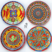 Картины и панно handmade. Livemaster - original item Mexican plates - set of plates on the wall 4 PCs.. Handmade.