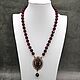 Sautoir necklace with a pendant with cubic zirconia under ruby agate, Necklace, Moscow,  Фото №1