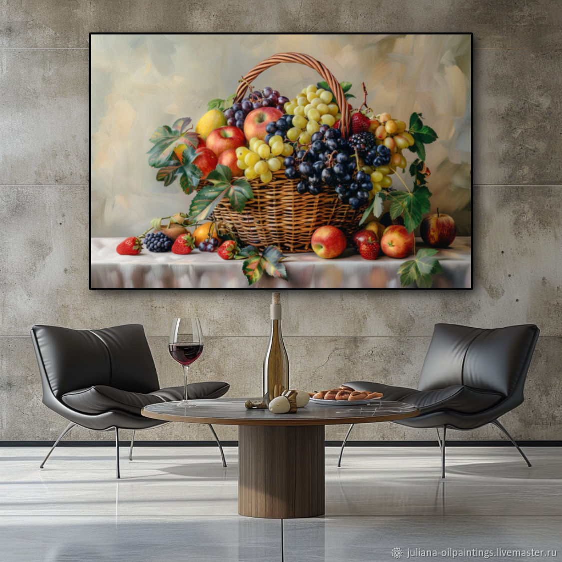 Картина маслом натюрморт Корзина с фруктами Картины для кухни купить в ...