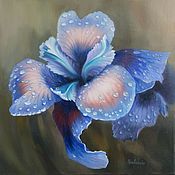 Картины и панно ручной работы. Ярмарка Мастеров - ручная работа Oil painting: "Iris flower after the rain No. №2". Handmade.
