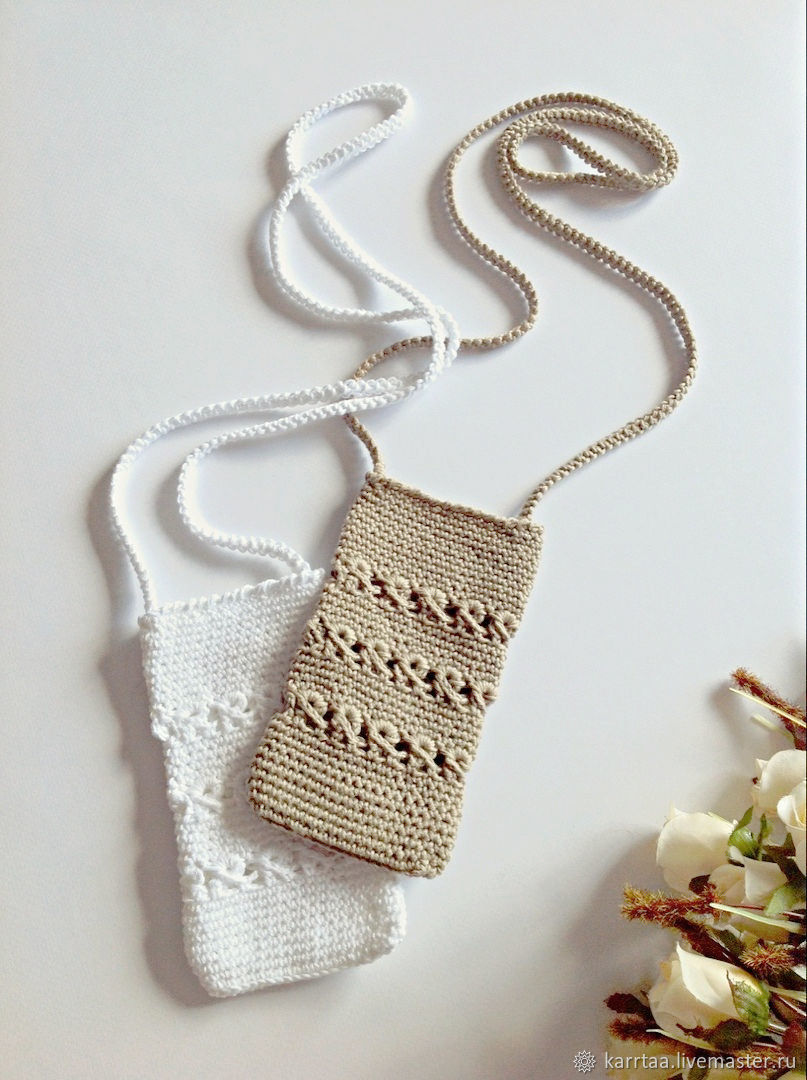 Чехол-сумка вязаная для телефона с длинным ремешком купить в интернет ...
