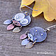 Double-sided Asymmetric Leaf Drop Earrings, Silver, Brass, Copper, Earrings, Moscow,  Фото №1