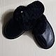Black sheepskin leather Slippers. Slippers. Warm gift. Online shopping on My Livemaster.  Фото №2