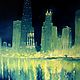 Chicago Painting ORIGINAL OIL PAINTING on Canvas, Chicago Skyline, Pictures, Petrozavodsk,  Фото №1