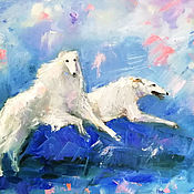 Картины и панно handmade. Livemaster - original item Running hounds oil Painting dog. Handmade.
