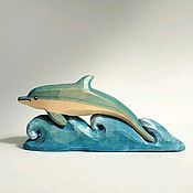Куклы и игрушки handmade. Livemaster - original item Wooden souvenir toy Dolphin on the wave. Handmade.