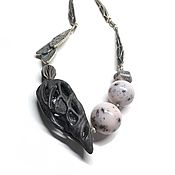 Украшения handmade. Livemaster - original item Necklace Flights. Porcelain, pink opal, silver Kareno, annabronze,. Handmade.